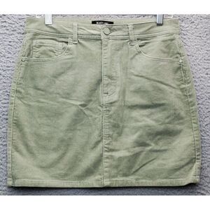Black Label A Line Skirt Womens Large Green Corduroy Stretch Pockets Flat Front